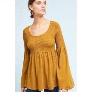 Anthro Knitted and Knotted Mustard Sweater